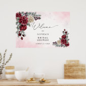 Bevroren Rozen Winter Bruiloftsborrel Welkom  Poster (Keuken)