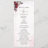 Bevroren Rozen Winter Bruiloftsprogramma Programmakaart (Voorkant)