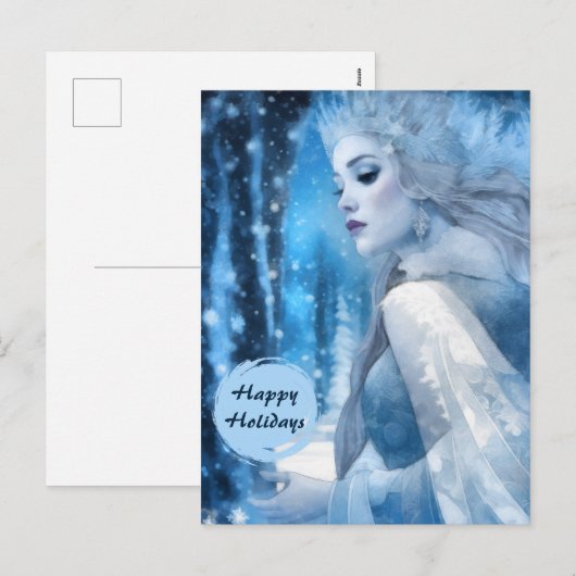 Bevroren Schoonheid Sneeuwkoningin in Winter Wonde Feestdagenkaart (Voorkant / Achterkant)