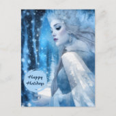 Bevroren Schoonheid Sneeuwkoningin in Winter Wonde Feestdagenkaart (Voorkant)
