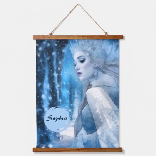 Bevroren Schoonheid Sneeuwkoningin in Winter Wonde Hangend Wandkleed (Voorkant)