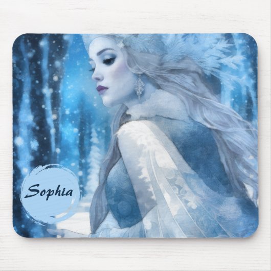 Bevroren Schoonheid Sneeuwkoningin in Winter Wonde Muismat (Voorkant)