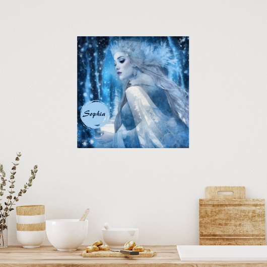Bevroren Schoonheid Sneeuwkoningin in Winter Wonde Poster (Keuken)