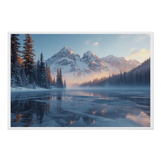 Bevroren Sereniteit – Majestueus Winterlandschap v Perfect Poster (Voorkant)