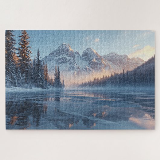 Bevroren Sereniteit – Majestueus Wintermeerlandsch Legpuzzel (Horizontaal)