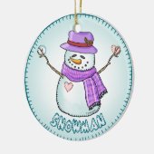 Bevroren Sneeuwman Keramisch Ornament (Links)