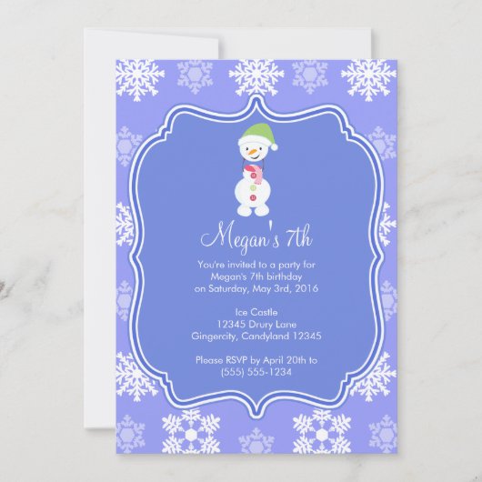 Bevroren Sneeuwvlok Winter Sneeuwman Verjaardag Kaart (Voorkant)