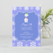 Bevroren Sneeuwvlok Winter Sneeuwman Verjaardag Kaart (Staand voorkant)