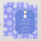 Bevroren Sneeuwvlok Winter Sneeuwman Verjaardag Kaart (Voorkant / Achterkant)