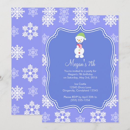 Bevroren Sneeuwvlok Winter Sneeuwman Verjaardag Kaart (Voorkant / Achterkant)