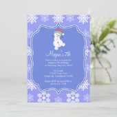 Bevroren Sneeuwvlok Winter Sneeuwman Verjaardag Kaart (Staand voorkant)