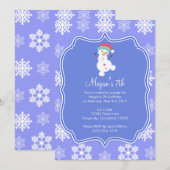 Bevroren Sneeuwvlok Winter Sneeuwman Verjaardag Kaart (Voorkant / Achterkant)