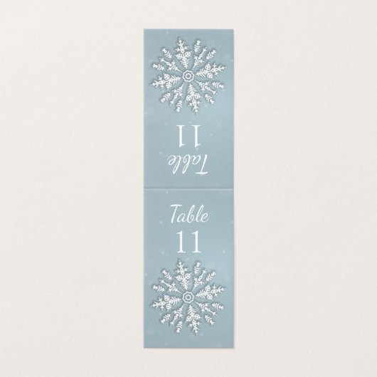 Bevroren sneeuwvlok winter Trouwtafel nummer Kaart (Buitenkant ongevouwen)