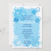 Bevroren sneeuwvlokken Bar Bat Mitswa Uitnodiging (Voorkant)