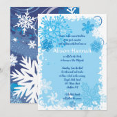 Bevroren sneeuwvlokken Bar Bat Mitswa Uitnodiging (Voorkant / Achterkant)