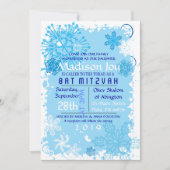 Bevroren sneeuwvlokken Bar Bat Mitswa Uitnodiging (Voorkant)