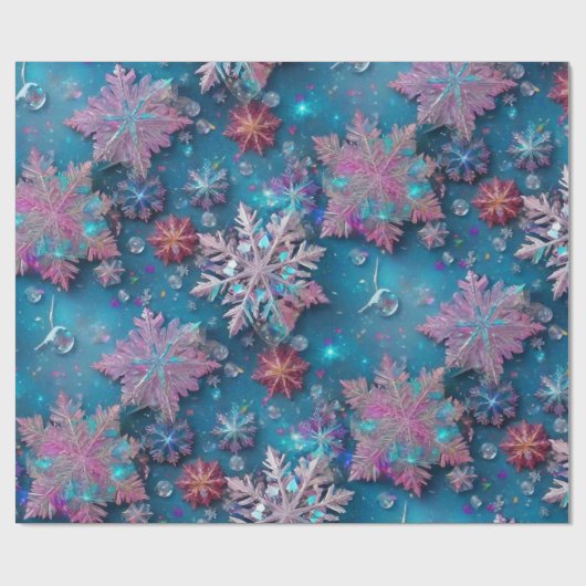 Bevroren sneeuwvlokken cadeaupapier (Vlak)