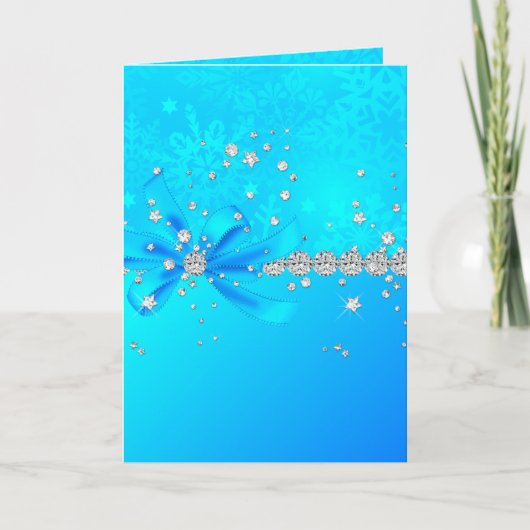 Bevroren Sneeuwvlokken Feestdagen Kaart (Voorkant)