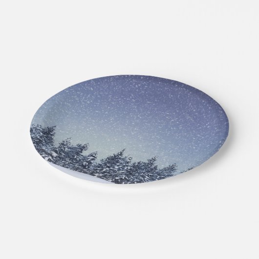 Bevroren sneeuwwinterbos papieren bordje (Gekanteld)