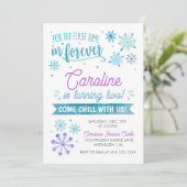Bevroren Snowflake Invitation Kaart (Staand voorkant)