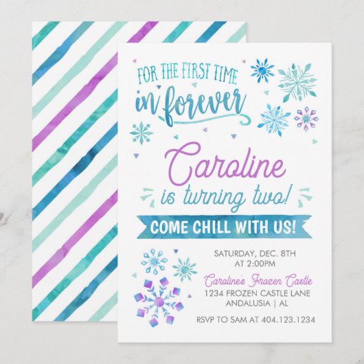 Bevroren Snowflake Invitation Kaart (Voorkant / Achterkant)
