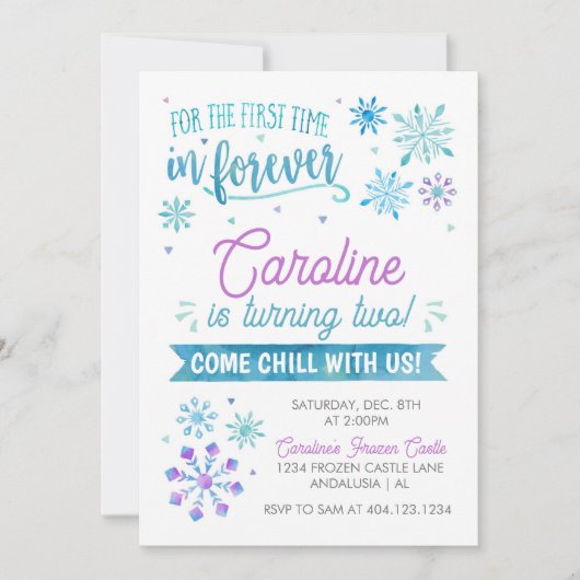 Bevroren Snowflake Invitation Kaart (Voorkant)