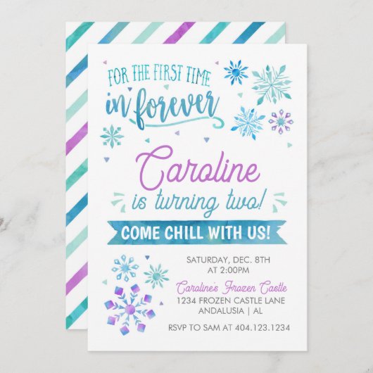Bevroren Snowflake Invitation Kaart (Voorkant / Achterkant)
