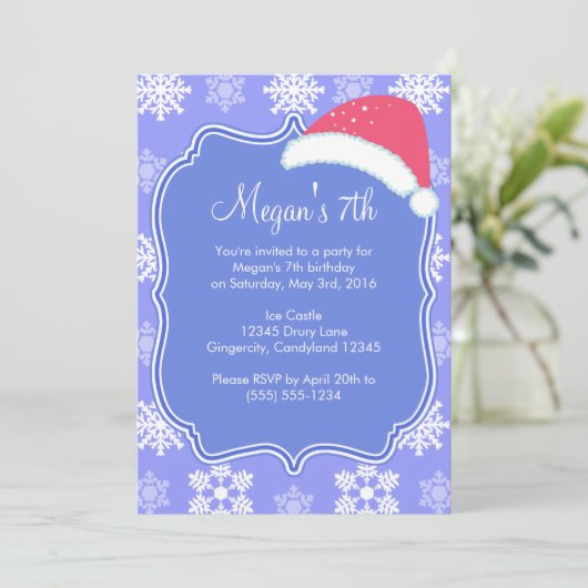 Bevroren Snowflake Winter Birthday Kaart (Staand voorkant)