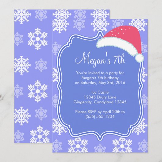 Bevroren Snowflake Winter Birthday Kaart (Voorkant / Achterkant)