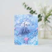 Bevroren Snowflakes Winter Wonderland Bespaar datu Aankondigingskaart (Staand voorkant)