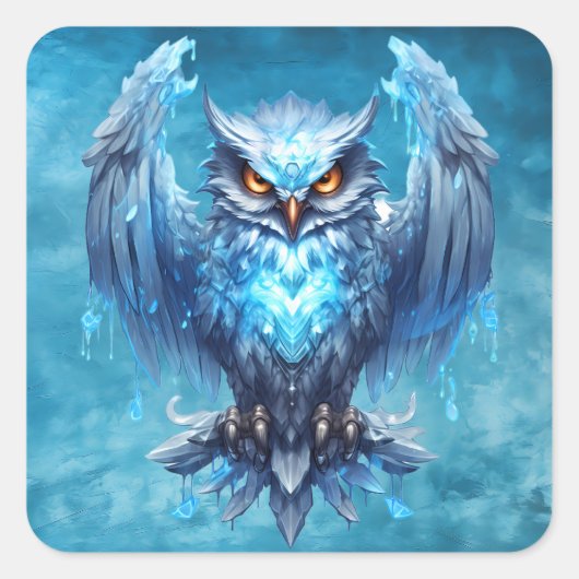 Bevroren Spirit Uil Vierkante Sticker (Voorkant)