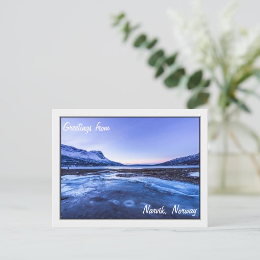 Bevroren stroom op de Narvik Shores Briefkaart (Staand voorkant)