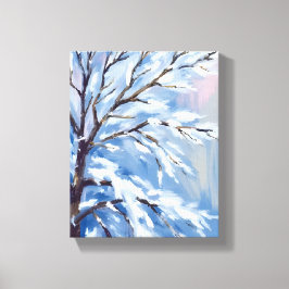 Bevroren takken | Winter Schilderij van besneeuwde Canvas Afdruk