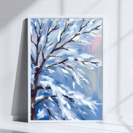 Bevroren Takken | Winter Schilderij van Sneeuwboom Poster