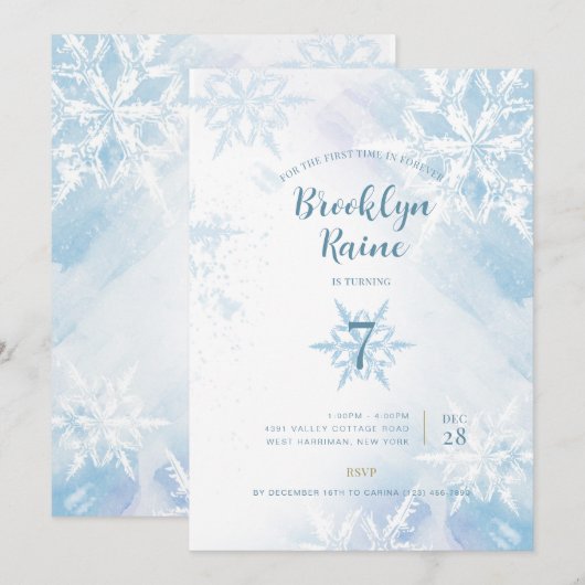 Bevroren uitnodiging van de Birthday Party (Voorkant / Achterkant)