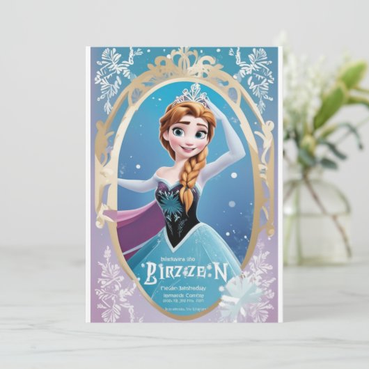 Bevroren verjaardag kaart (Staand voorkant)