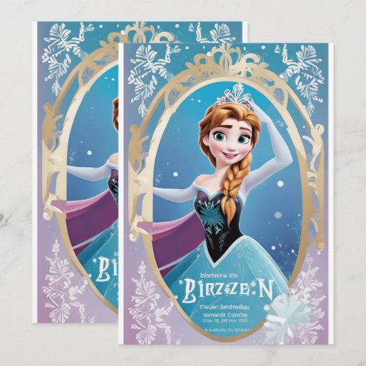 Bevroren verjaardag kaart (Voorkant / Achterkant)