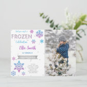 Bevroren verjaardagsfoto uitnodiging (Staand voorkant)