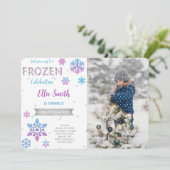 Bevroren verjaardagsfoto uitnodiging (Staand voorkant)