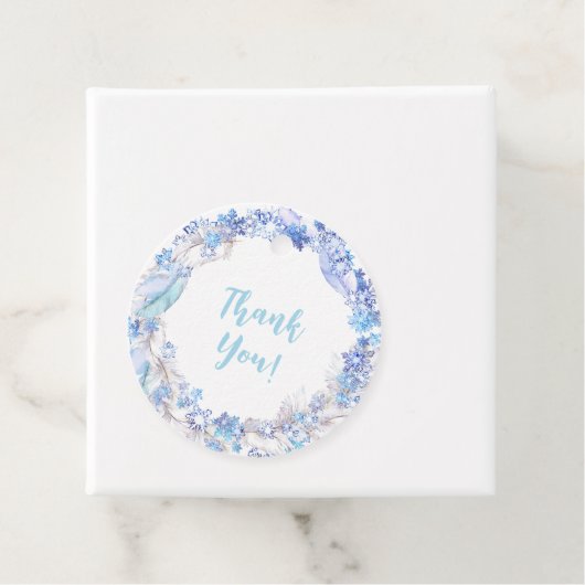 Bevroren verjaardagsgunstag bedankjes labels (In situ)