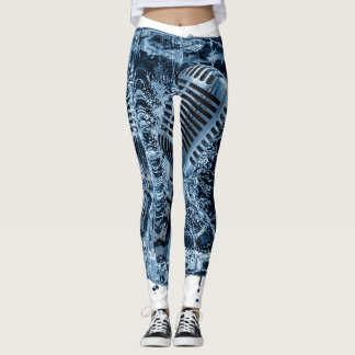 Bevroren Vintage Microfoon Ijsblok Muziek Kunst Leggings