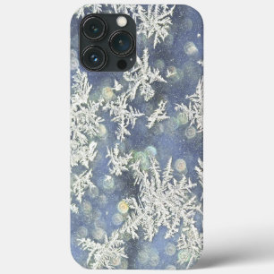 Bevroren Vorstvlokken Blauwe Macro Natuurfotografi iPhone 13 Pro Max Hoesje