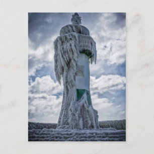 Bevroren vuurtoren aan wal van het Oostzeegebied Briefkaart