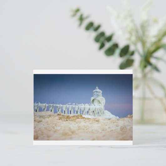 Bevroren Vuurtoren Briefkaart (Staand voorkant)