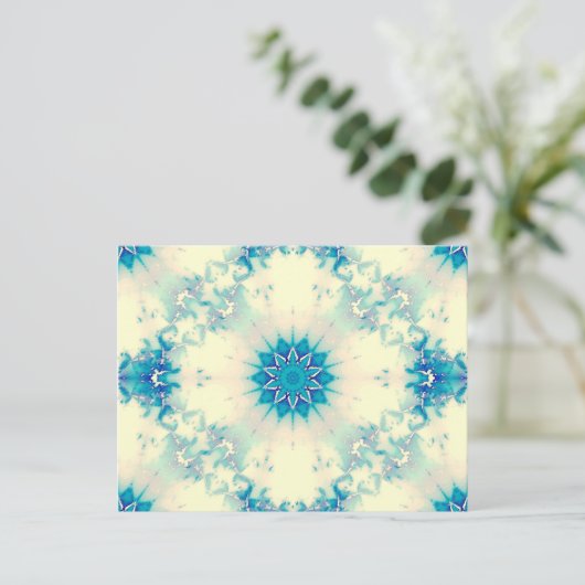 Bevroren water, bevroren Blue Winter Snowflake Briefkaart (Staand voorkant)