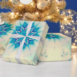 Bevroren water, bevroren Blue Winter Snowflake Cadeaupapier