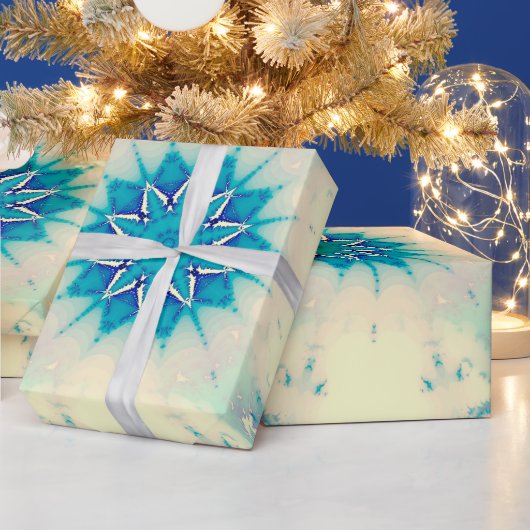 Bevroren water, bevroren Blue Winter Snowflake Cadeaupapier (Feestdagen)