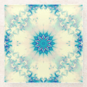 Bevroren water, bevroren Blue Winter Snowflake Glazen Onderzetter (Voorkant)