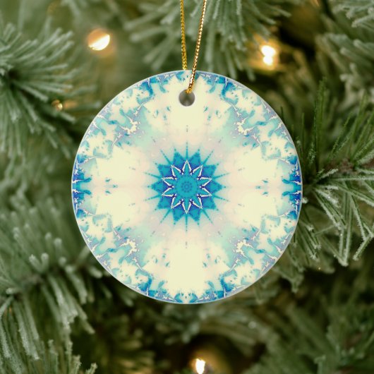 Bevroren water, bevroren Blue Winter Snowflake Keramisch Ornament (Boom)