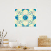 Bevroren water, bevroren Blue Winter Snowflake Poster (Keuken)